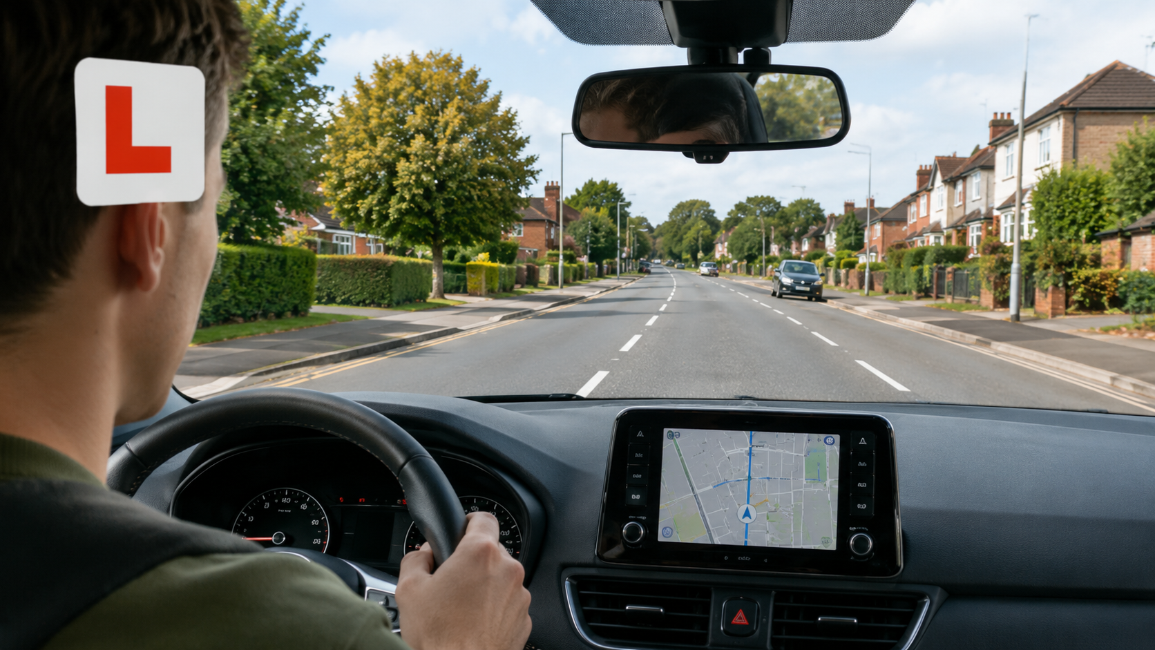 Learner driver rehearsing a Stafford route