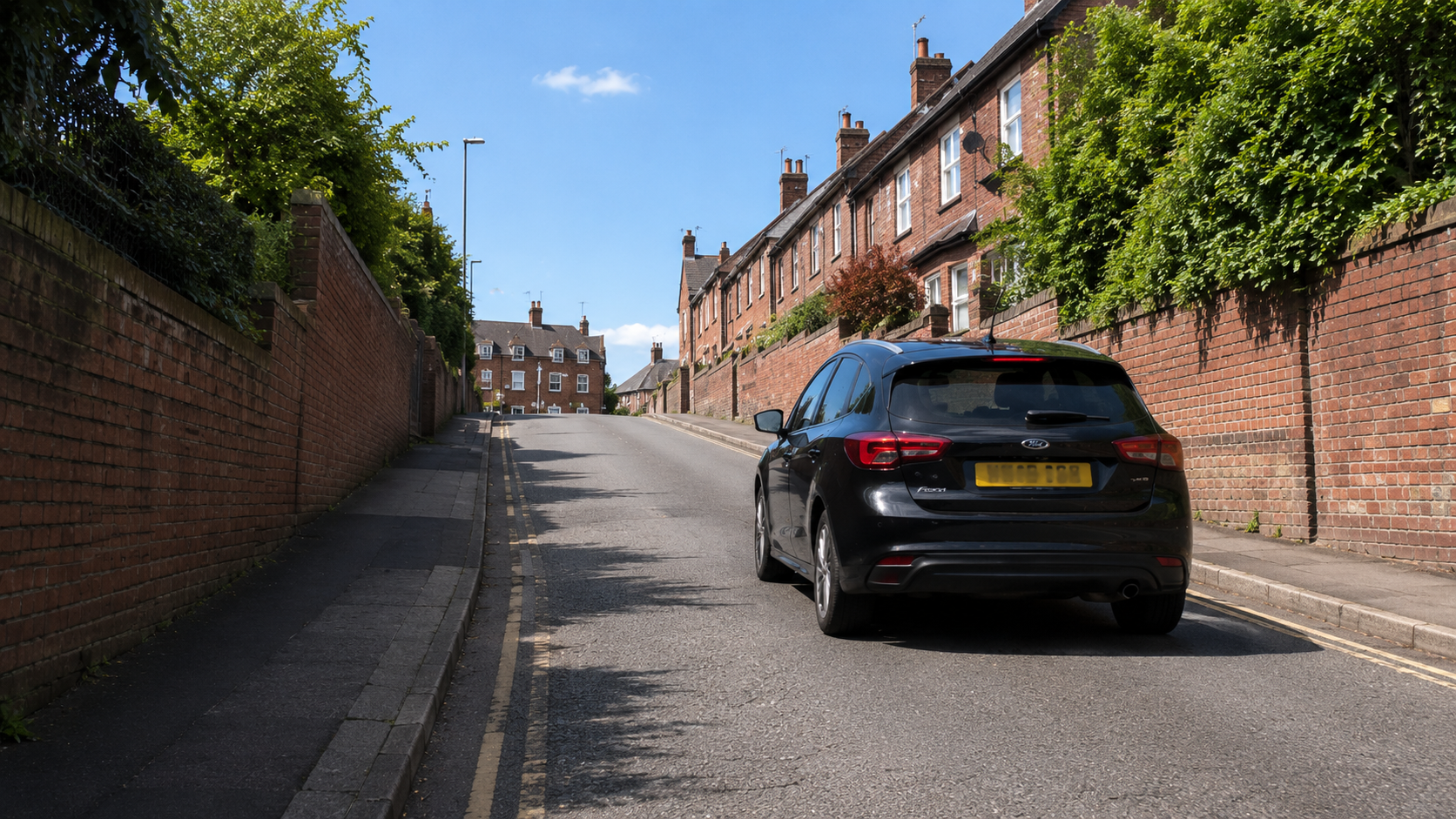 Stafford road with school warning sign