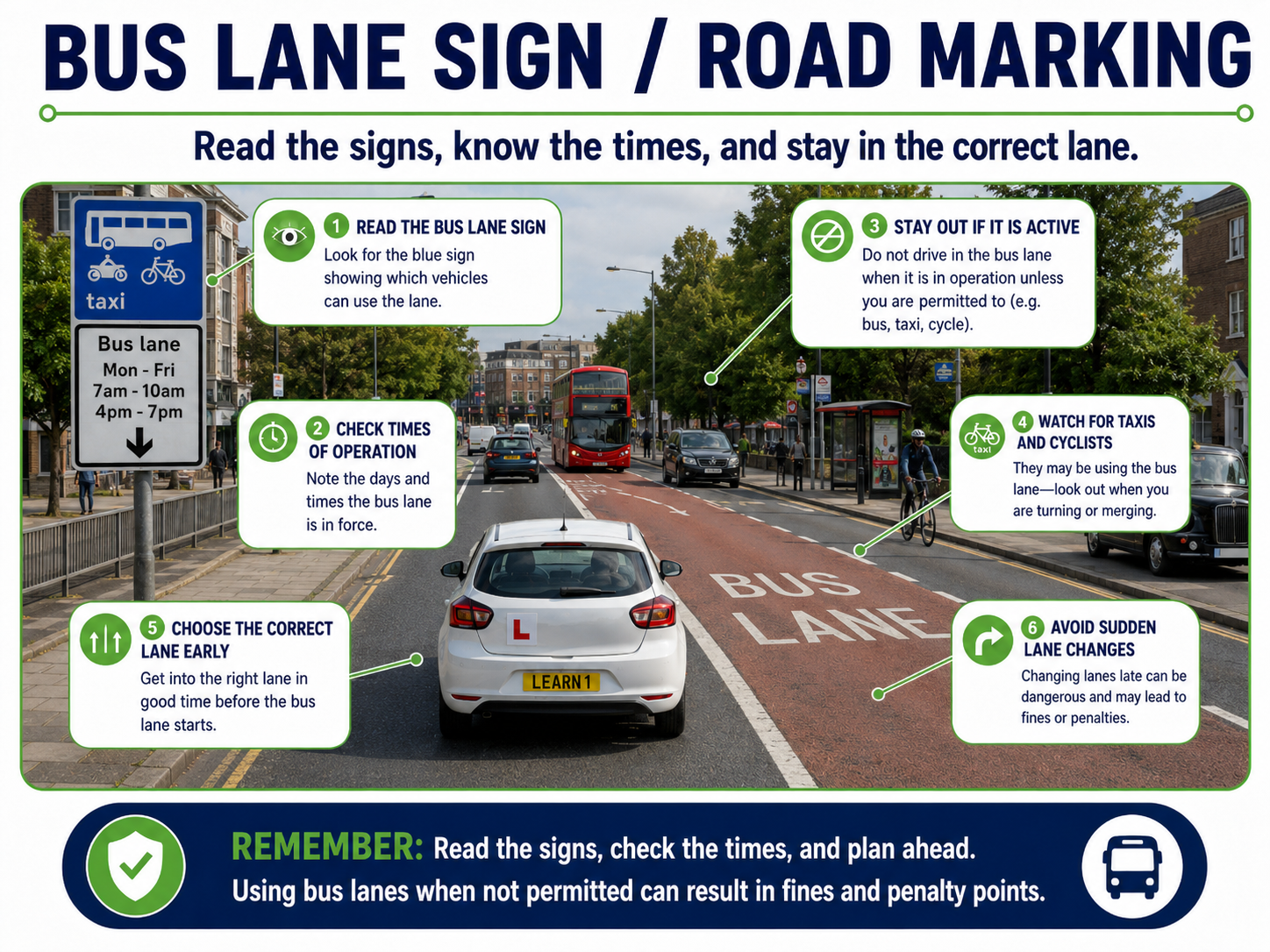 Bus lane road marking