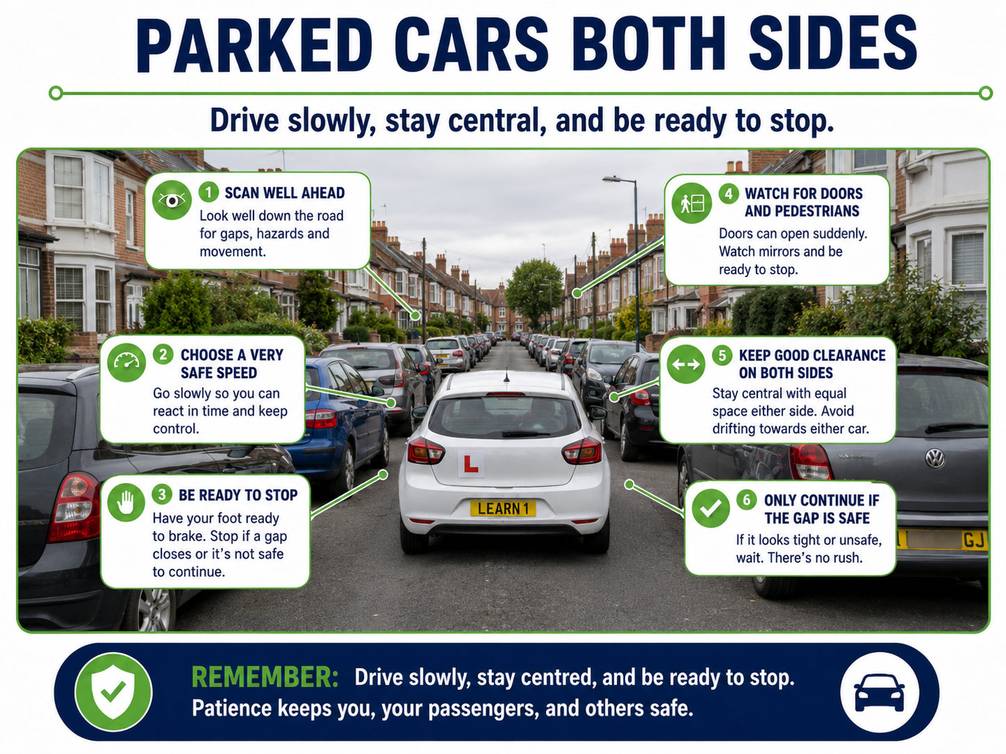 Parked cars on both sides