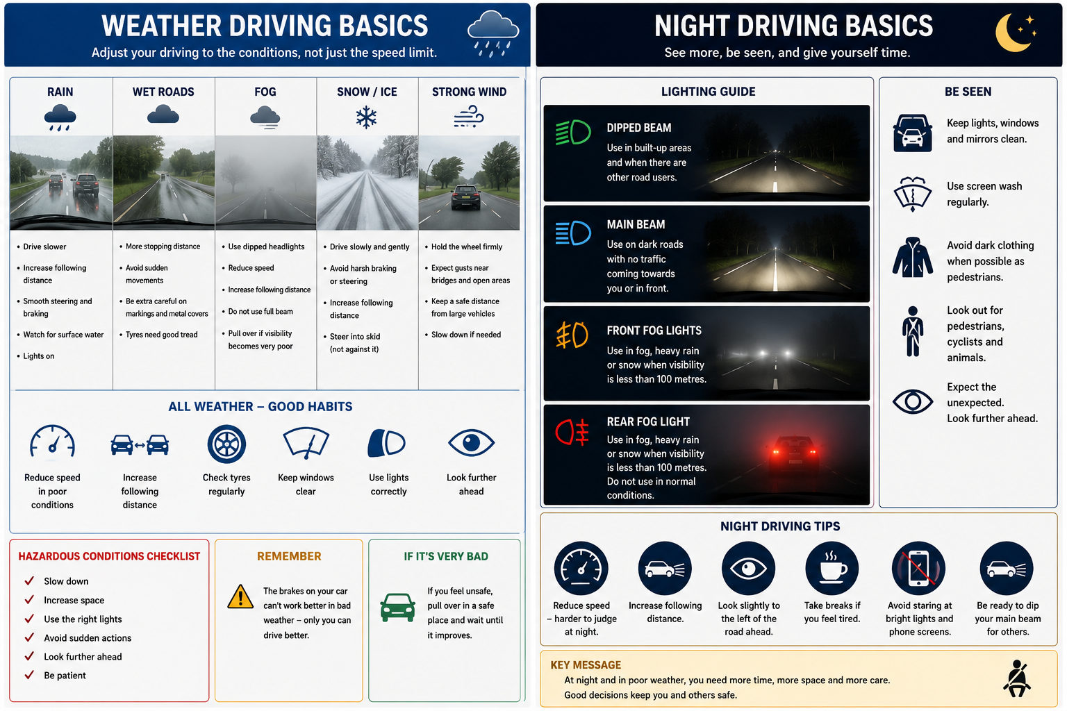 Weather driving and night driving basics guide